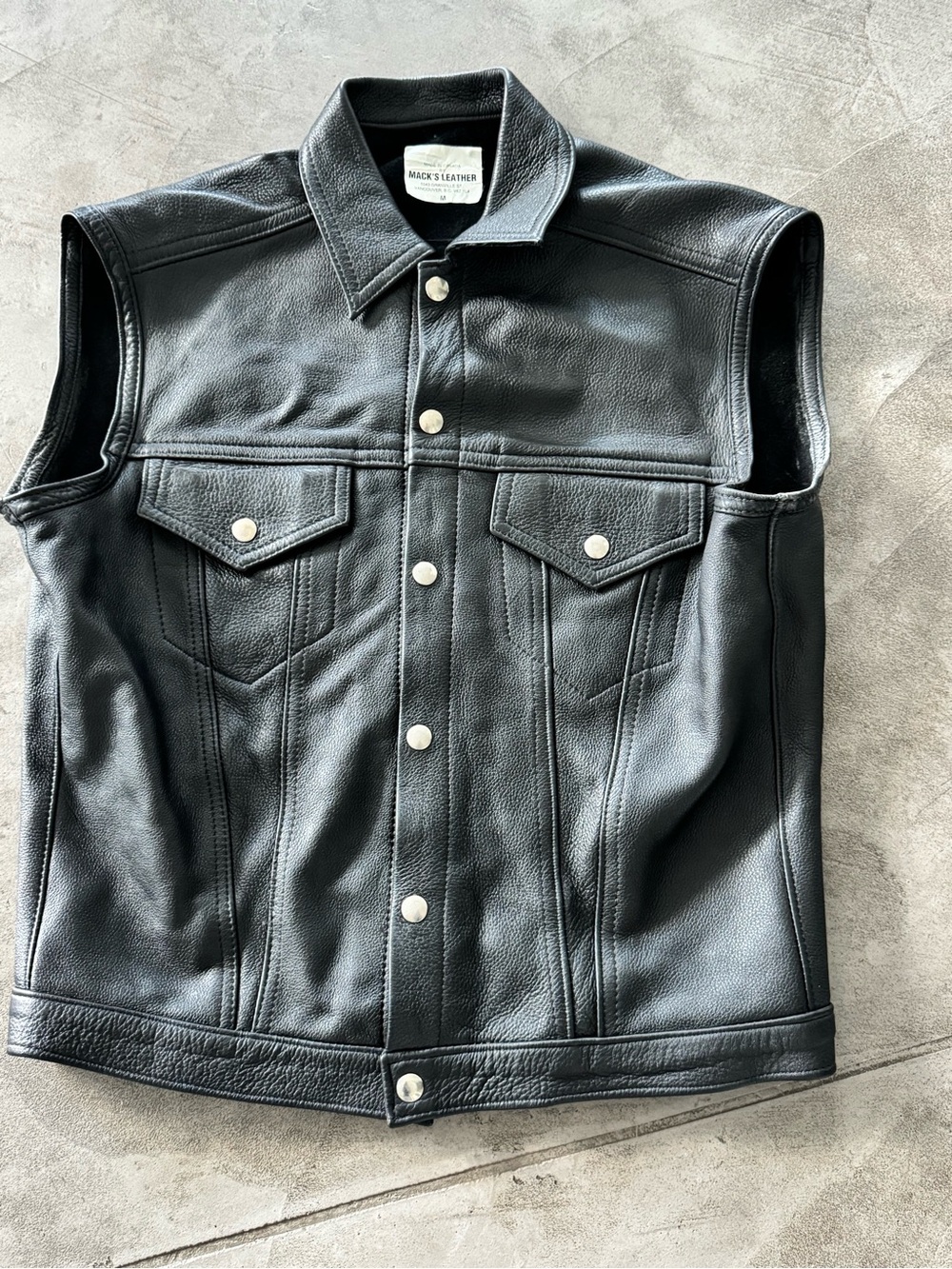 Black Leather Vest Jacket